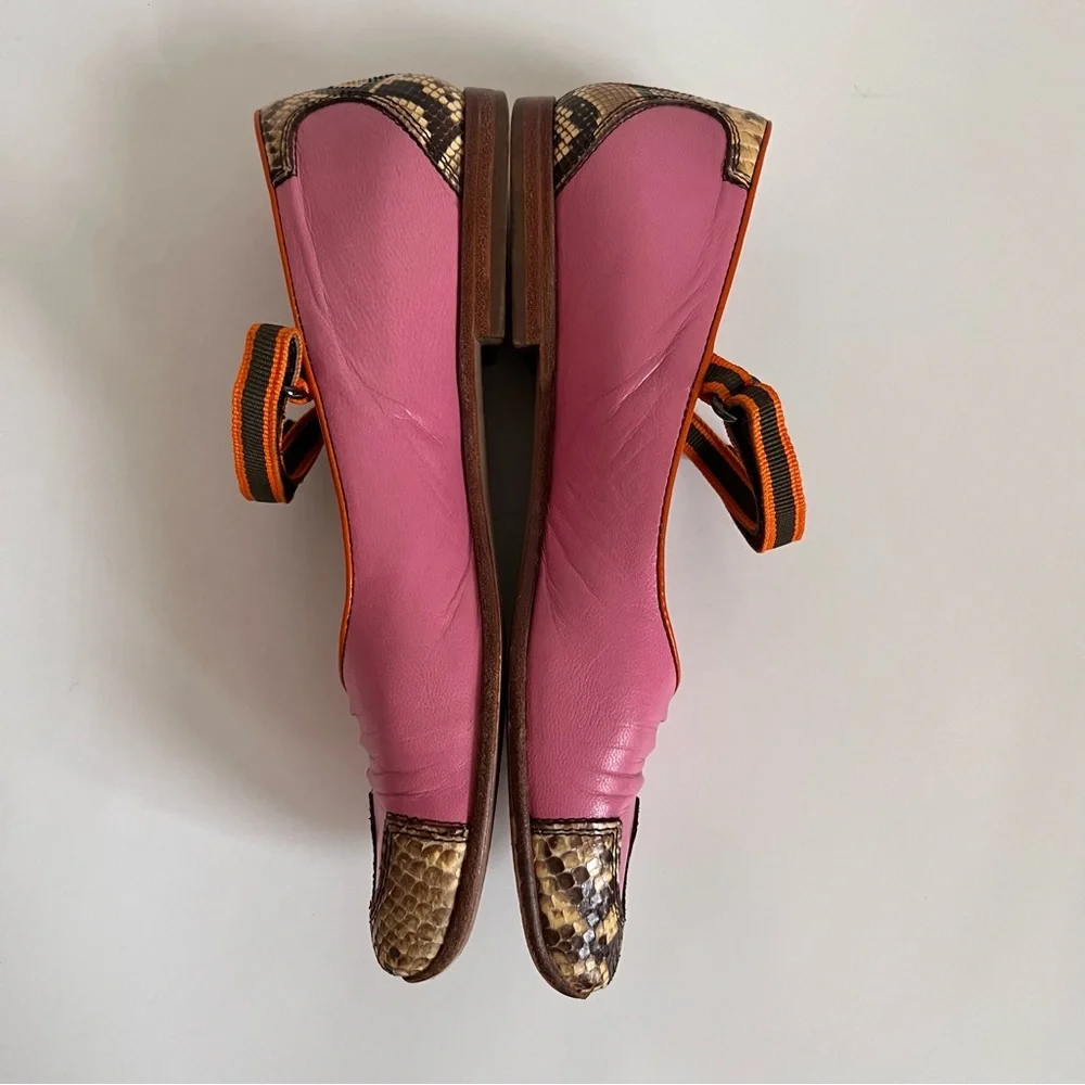 Rare Miu Miu  Vintage Flat Shoes SS1999 Y2K Pink with Snake Accents - EU 36.5 - Picture 5 of 14